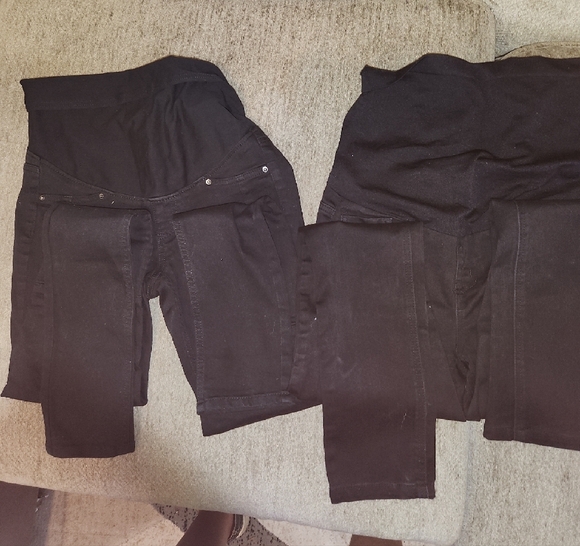 2 Pairs Maternity Black Women's Pants - Picture 3 of 5